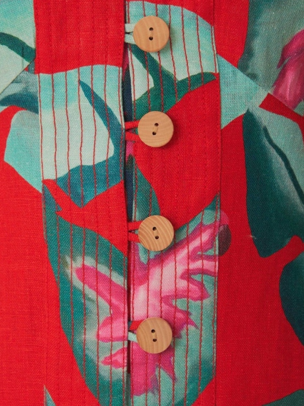 NWT Farm Rio Red Summer Foliage Linen Mini Dress Medium - Picture 6 of 13